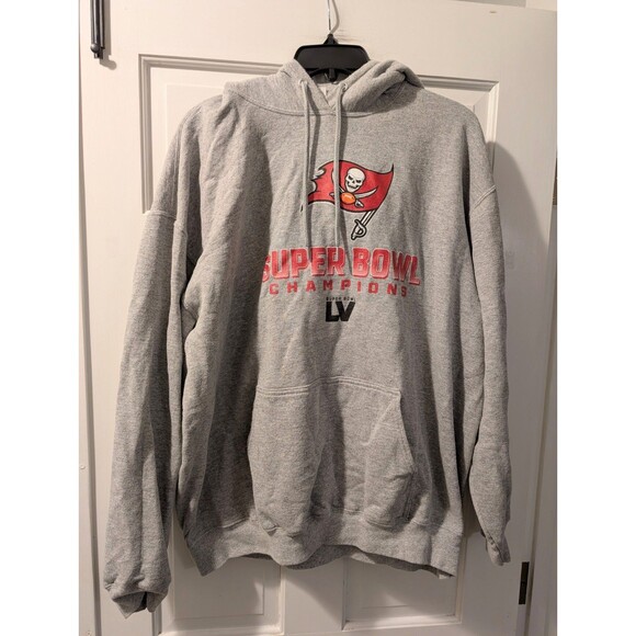 Tampa Bay Buccaneers Super Bowl LV Champions Hoodie Gray XL NFL Sweatshirt - Picture 10 of 10